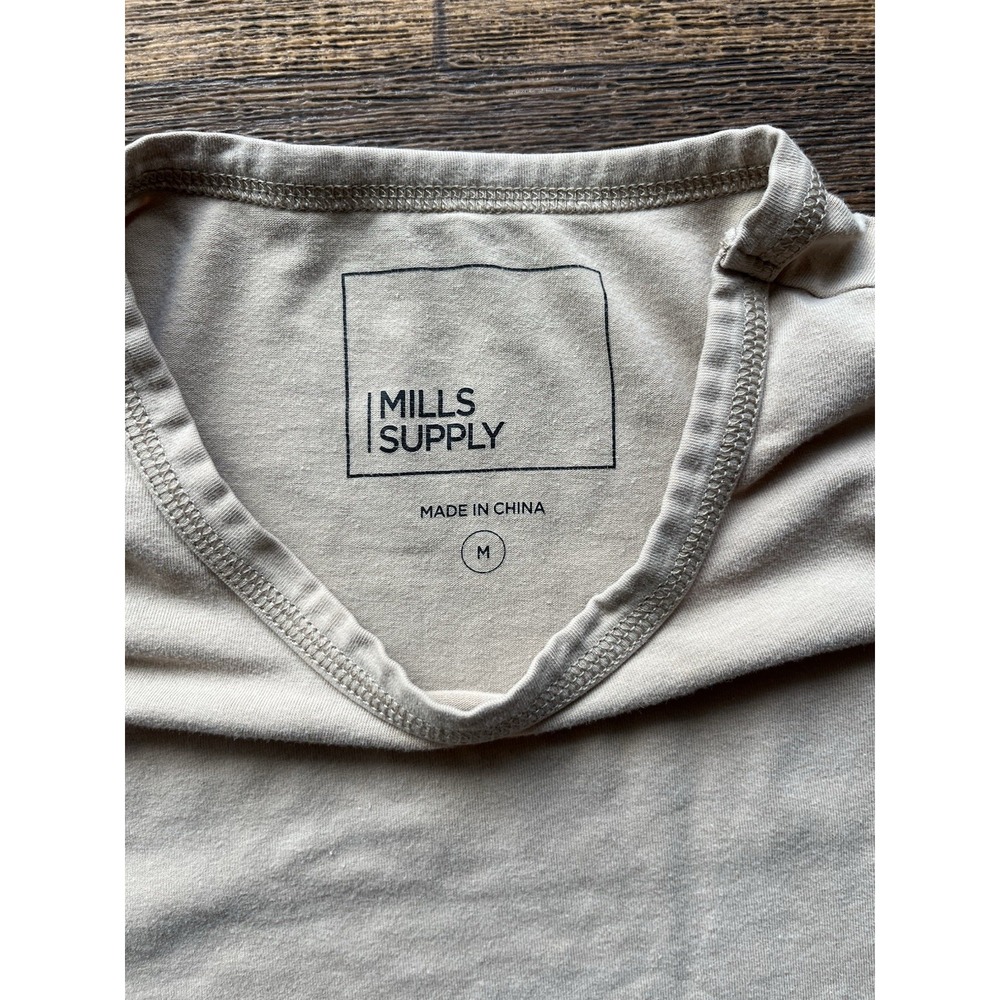 Men's Mills Supply T-Shirt Beige M Solid Classic Casual 50s Retro City Designer